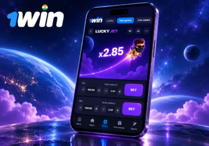 LuckyJet game interface with character flying in the game